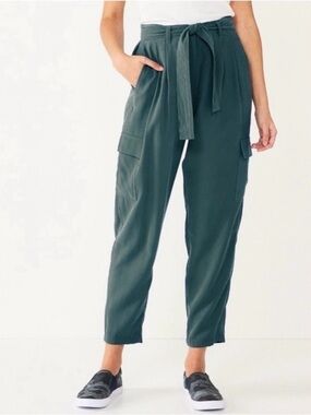 NINE WEST Belted High Rise Utility Pants Sz L